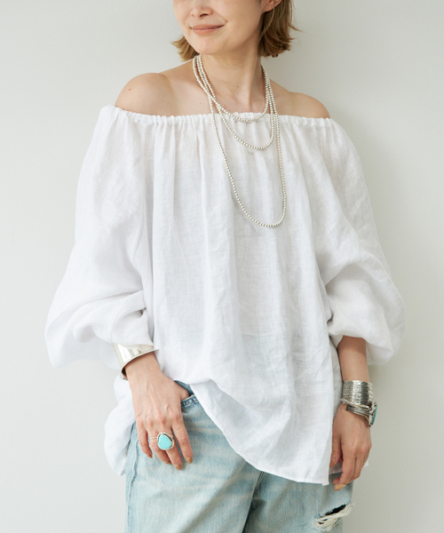 Deuxieme Classe(ドゥーズィエムクラス)の「LIBECO Linen ブラウス(シャツ/ブラウス・レディース・ホワイト/ブラック・FREE)」の2枚目の写真