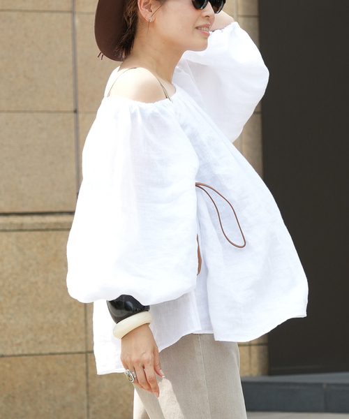 Deuxieme Classe(ドゥーズィエムクラス)の「LIBECO Linen ブラウス(シャツ/ブラウス・レディース・ホワイト/ブラック・FREE)」の12枚目の写真