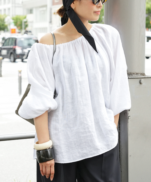 Deuxieme Classe(ドゥーズィエムクラス)の「LIBECO Linen ブラウス(シャツ/ブラウス・レディース・ホワイト/ブラック・FREE)」の14枚目の写真