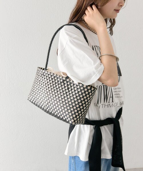 mystic（ミスティック）の「【NHE】ロングハンドカゴバッグ（かごバッグ・レディース・ピンク/ブラック・ONE SIZE）」の3枚目の写真