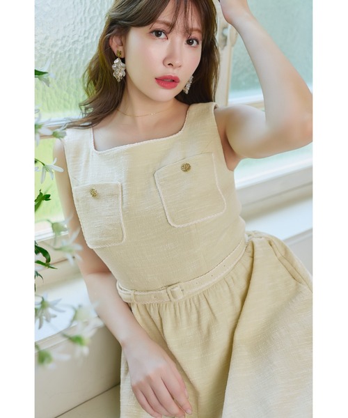 Her lip to（ハーリップトゥー）の「Claline Tweed Dress（ワンピース・レディース・レモンイエロー・S/M）」の3枚目の写真