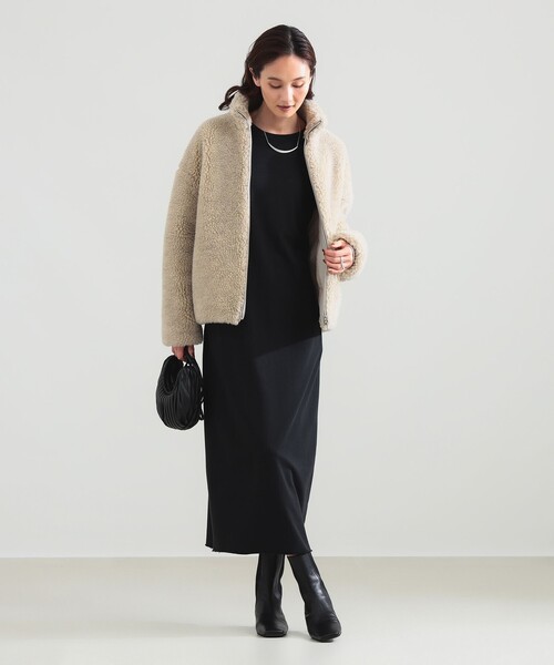 Demi-Luxe BEAMS(デミルクス ビームス)の「TICCA / ウール ファー ブルゾン(ブルゾン・レディース・ベージュ・ONE SIZE)」の4枚目の写真