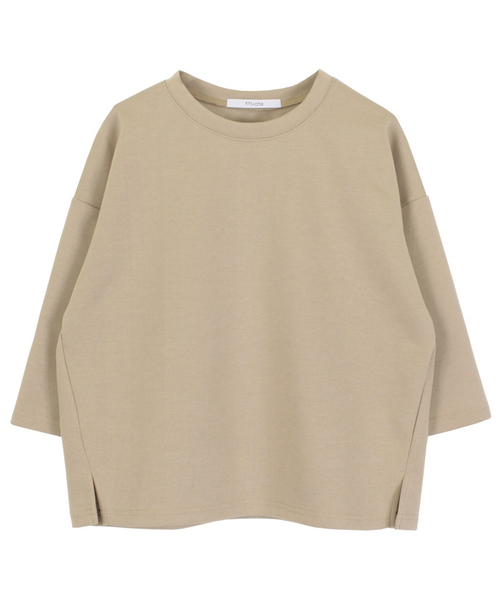 titivate（ティティベイト）の「ﾎﾟﾝﾁ素材ﾎﾞｯｸｽｶｯﾄｿ-（Tシャツ/カットソー・レディース・杢グレー/ライトブルー/ホワイト/ベージュ/ネイビー/ピンク・FREE）」の3枚目の写真