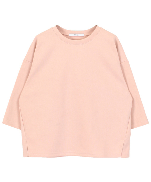 titivate（ティティベイト）の「ﾎﾟﾝﾁ素材ﾎﾞｯｸｽｶｯﾄｿ-（Tシャツ/カットソー・レディース・杢グレー/ライトブルー/ホワイト/ベージュ/ネイビー/ピンク・FREE）」の6枚目の写真