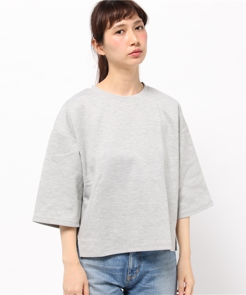 titivate（ティティベイト）の「ﾎﾟﾝﾁ素材ﾎﾞｯｸｽｶｯﾄｿ-（Tシャツ/カットソー・レディース・杢グレー/ライトブルー/ホワイト/ベージュ/ネイビー/ピンク・FREE）」の17枚目の写真