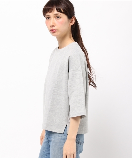 titivate（ティティベイト）の「ﾎﾟﾝﾁ素材ﾎﾞｯｸｽｶｯﾄｿ-（Tシャツ/カットソー・レディース・杢グレー/ライトブルー/ホワイト/ベージュ/ネイビー/ピンク・FREE）」の18枚目の写真