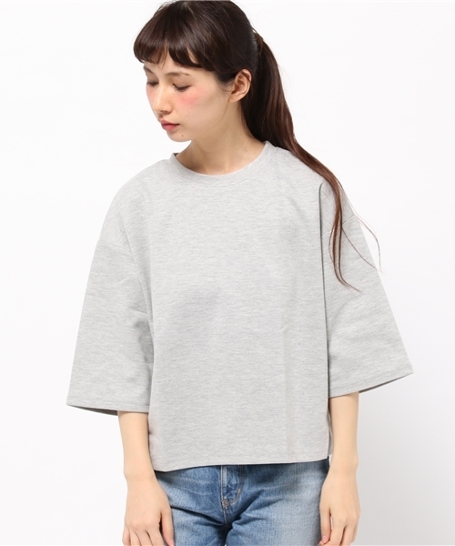 titivate（ティティベイト）の「ﾎﾟﾝﾁ素材ﾎﾞｯｸｽｶｯﾄｿ-（Tシャツ/カットソー・レディース・杢グレー/ライトブルー/ホワイト/ベージュ/ネイビー/ピンク・FREE）」の10枚目の写真