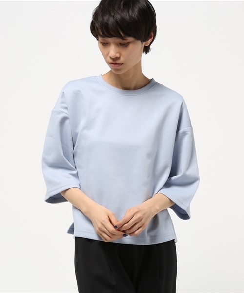 titivate（ティティベイト）の「ﾎﾟﾝﾁ素材ﾎﾞｯｸｽｶｯﾄｿ-（Tシャツ/カットソー・レディース・杢グレー/ライトブルー/ホワイト/ベージュ/ネイビー/ピンク・FREE）」の15枚目の写真