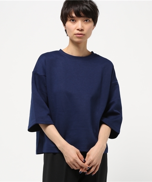 titivate（ティティベイト）の「ﾎﾟﾝﾁ素材ﾎﾞｯｸｽｶｯﾄｿ-（Tシャツ/カットソー・レディース・杢グレー/ライトブルー/ホワイト/ベージュ/ネイビー/ピンク・FREE）」の16枚目の写真