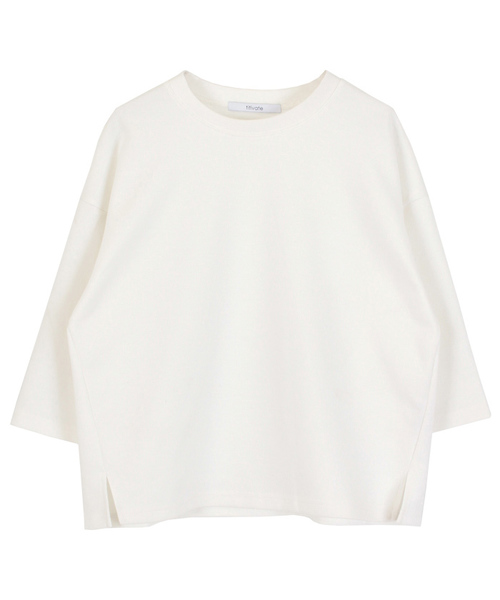 titivate（ティティベイト）の「ﾎﾟﾝﾁ素材ﾎﾞｯｸｽｶｯﾄｿ-（Tシャツ/カットソー・レディース・杢グレー/ライトブルー/ホワイト/ベージュ/ネイビー/ピンク・FREE）」の7枚目の写真