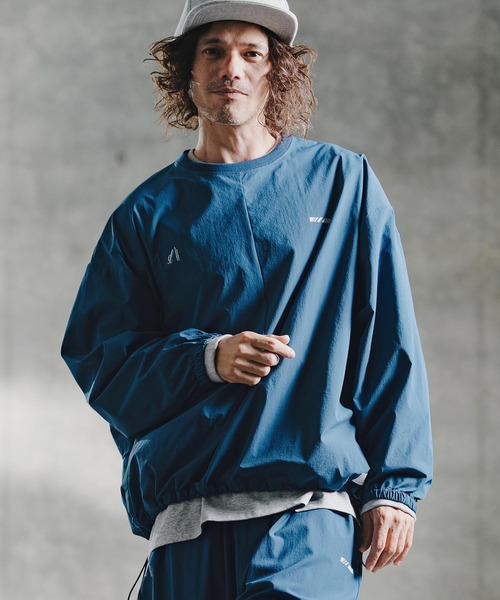 GLIMCLAP(グリムクラップ)の「mlt5755-Ripstop & Stretch Nylon Crew ロングスリーブプルオーバー(211-003-gla-cg)(Tシャツ/カットソー・メンズ・ブルー/ブラック・M/L/S)」の4枚目の写真