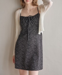 小花柄ミニワンピース/Small floral print mini dress