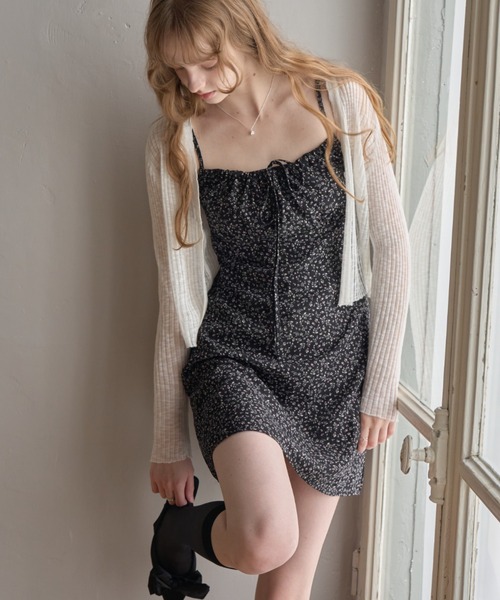 Birthday room（バースデイルーム）の「小花柄ミニワンピース/Small floral print mini dress（ワンピース・レディース・ブラック・FREE）」の3枚目の写真