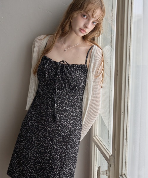 Birthday room（バースデイルーム）の「小花柄ミニワンピース/Small floral print mini dress（ワンピース・レディース・ブラック・FREE）」の5枚目の写真