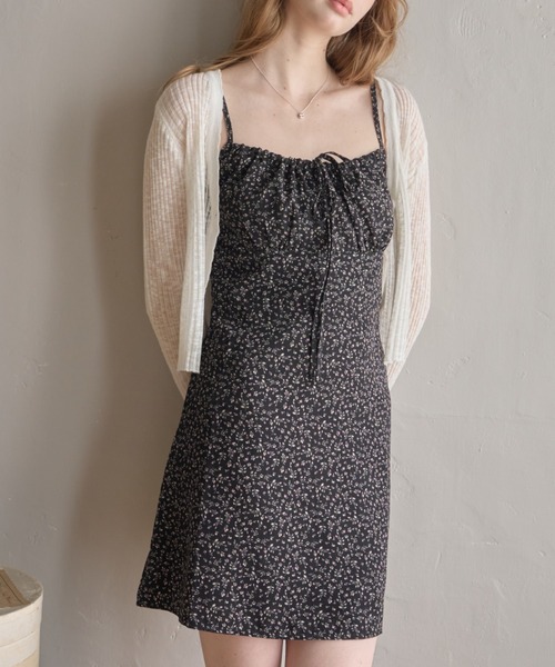 Birthday room（バースデイルーム）の「小花柄ミニワンピース/Small floral print mini dress（ワンピース・レディース・ブラック・FREE）」の7枚目の写真