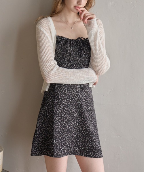 Birthday room（バースデイルーム）の「小花柄ミニワンピース/Small floral print mini dress（ワンピース・レディース・ブラック・FREE）」の8枚目の写真