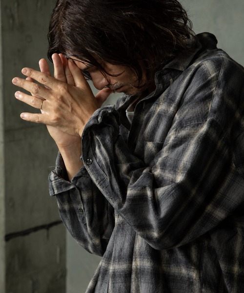 EGO TRIPPING(エゴトリッピング)の「ms6587-HAZE FLANNEL SHIRTS dirty フランネルシャツ(616751)(シャツ/ブラウス・メンズ・サックスブルー系/ピンク系その他/チャコールグレー・46/48)」の1枚目の写真