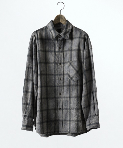 EGO TRIPPING(エゴトリッピング)の「ms6587-HAZE FLANNEL SHIRTS dirty フランネルシャツ(616751)(シャツ/ブラウス・メンズ・サックスブルー系/ピンク系その他/チャコールグレー・46/48)」の12枚目の写真