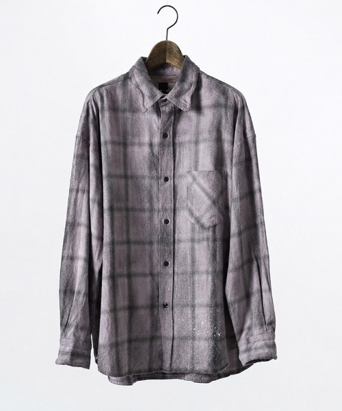 EGO TRIPPING(エゴトリッピング)の「ms6587-HAZE FLANNEL SHIRTS dirty フランネルシャツ(616751)(シャツ/ブラウス・メンズ・サックスブルー系/ピンク系その他/チャコールグレー・46/48)」の13枚目の写真
