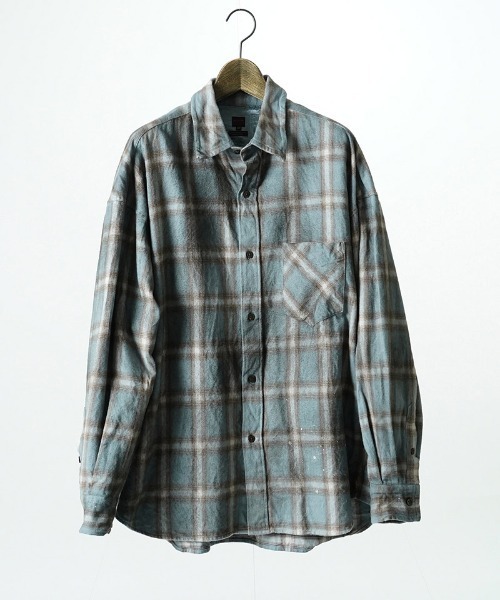 EGO TRIPPING(エゴトリッピング)の「ms6587-HAZE FLANNEL SHIRTS dirty フランネルシャツ(616751)(シャツ/ブラウス・メンズ・サックスブルー系/ピンク系その他/チャコールグレー・46/48)」の14枚目の写真