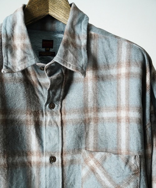 EGO TRIPPING(エゴトリッピング)の「ms6587-HAZE FLANNEL SHIRTS dirty フランネルシャツ(616751)(シャツ/ブラウス・メンズ・サックスブルー系/ピンク系その他/チャコールグレー・46/48)」の5枚目の写真