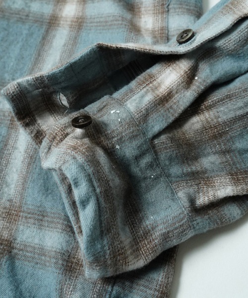 EGO TRIPPING(エゴトリッピング)の「ms6587-HAZE FLANNEL SHIRTS dirty フランネルシャツ(616751)(シャツ/ブラウス・メンズ・サックスブルー系/ピンク系その他/チャコールグレー・46/48)」の8枚目の写真