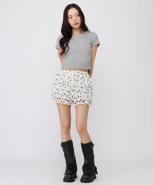 3.3 Field Trip (3.3フィールドトリップ)の「3.3 Field Trip/シンプルギャザーショートスリーブトップス(Tシャツ/カットソー・レディース・グレー/ピンク・FREE)」の4枚目の写真