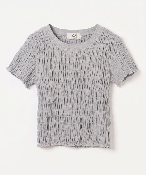 3.3 Field Trip (3.3フィールドトリップ)の「3.3 Field Trip/シンプルギャザーショートスリーブトップス(Tシャツ/カットソー・レディース・グレー/ピンク・FREE)」の14枚目の写真