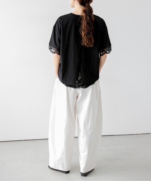 SUGAR BISKET(シュガービスケット)の「レースレイヤード バックスリットTシャツ(Tシャツ/カットソー・レディース・ホワイト/ブラック・フリー)」の8枚目の写真