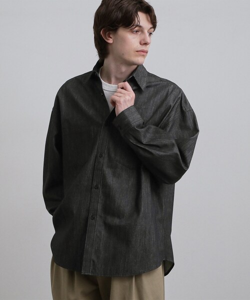 tk.TAKEO KIKUCHI(ティーケータケオキクチ)の「【色褪せしにくいデニム】Comfy Fadeless Denim Seriesデニムシャツ(シャツ/ブラウス・メンズ・ブラック/ネイビー・02/03)」の6枚目の写真