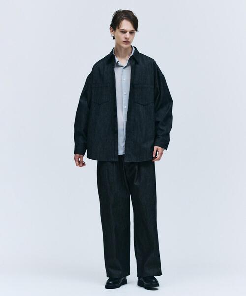 tk.TAKEO KIKUCHI(ティーケータケオキクチ)の「【色褪せしにくいデニム】Comfy Fadeless Denim Seriesデニムシャツ(シャツ/ブラウス・メンズ・ブラック/ネイビー・02/03)」の9枚目の写真