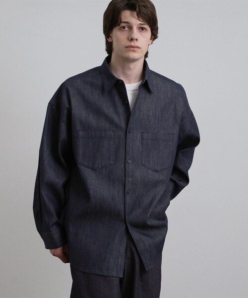 tk.TAKEO KIKUCHI(ティーケータケオキクチ)の「【色褪せしにくいデニム】Comfy Fadeless Denim Seriesデニムシャツ(シャツ/ブラウス・メンズ・ブラック/ネイビー・02/03)」の11枚目の写真