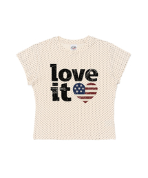 ヴィンテージハートフラッグショート半袖Tシャツ（アイボリー）
