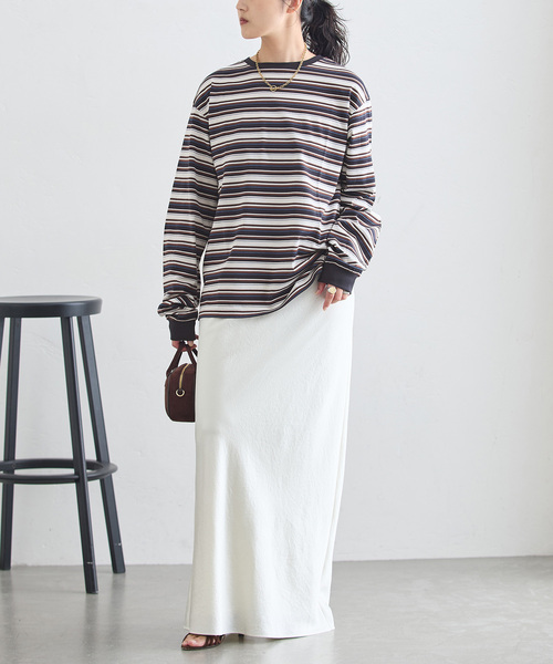 journal standard L'essage(ジャーナルスタンダードレサージュ)の「マルチボーダーロングスリーブプルオーバー(Tシャツ/カットソー・レディース・ブラウン/ネイビー・FREE)」の3枚目の写真
