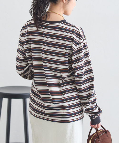 journal standard L'essage(ジャーナルスタンダードレサージュ)の「マルチボーダーロングスリーブプルオーバー(Tシャツ/カットソー・レディース・ブラウン/ネイビー・FREE)」の6枚目の写真