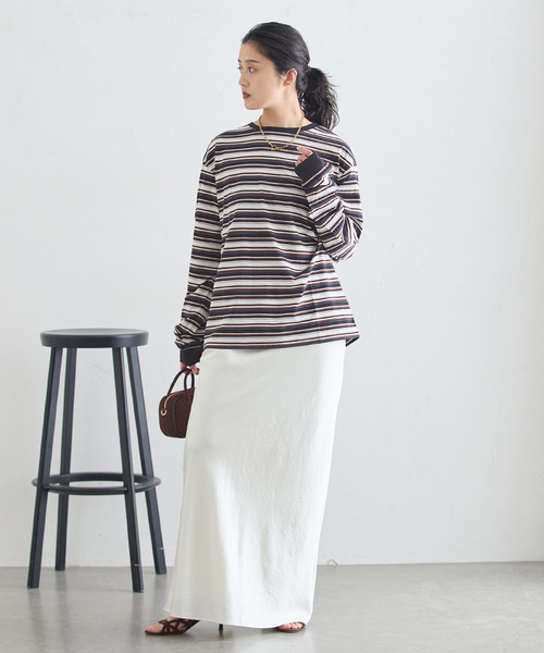journal standard L'essage(ジャーナルスタンダードレサージュ)の「マルチボーダーロングスリーブプルオーバー(Tシャツ/カットソー・レディース・ブラウン/ネイビー・FREE)」の7枚目の写真