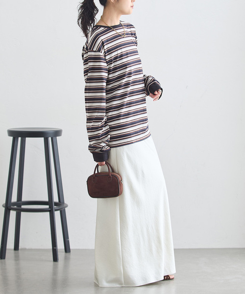 journal standard L'essage(ジャーナルスタンダードレサージュ)の「マルチボーダーロングスリーブプルオーバー(Tシャツ/カットソー・レディース・ブラウン/ネイビー・FREE)」の8枚目の写真