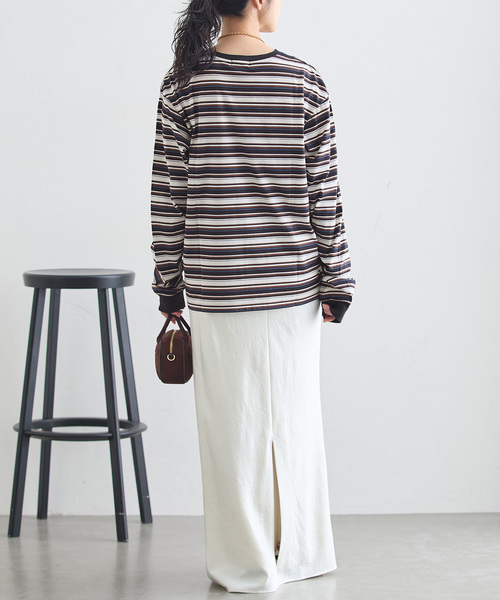 journal standard L'essage(ジャーナルスタンダードレサージュ)の「マルチボーダーロングスリーブプルオーバー(Tシャツ/カットソー・レディース・ブラウン/ネイビー・FREE)」の9枚目の写真