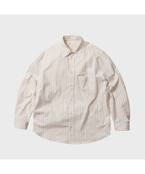 TY(ティワイ)の「OP ライトストライプシャツ, アイボリーブラウン(シャツ/ブラウス・メンズ・ブラウン系その他・MEDIUM/LARGE/X-LARGE)」の1枚目の写真