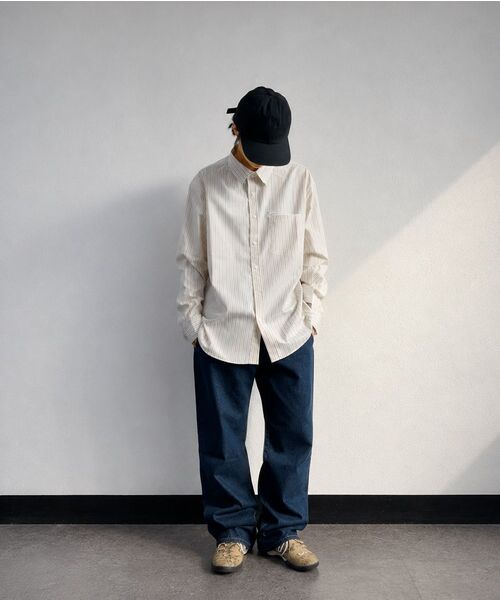 TY(ティワイ)の「OP ライトストライプシャツ, アイボリーブラウン(シャツ/ブラウス・メンズ・ブラウン系その他・MEDIUM/LARGE/X-LARGE)」の2枚目の写真