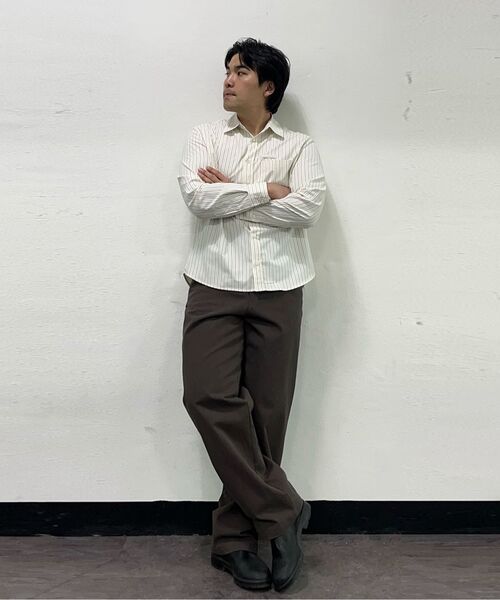 TY(ティワイ)の「OP ライトストライプシャツ, アイボリーブラウン(シャツ/ブラウス・メンズ・ブラウン系その他・MEDIUM/LARGE/X-LARGE)」の3枚目の写真
