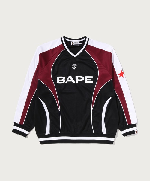 A BATHING APE(アベイシングエイプ)の「BAPE SOCCER LOGO WARM UP RELAXED FIT LS TEE(Tシャツ/カットソー・メンズ・ブルー/ブラック・SMALL/MEDIUM/LARGE/XX-LARGE/X-LARGE)」の1枚目の写真