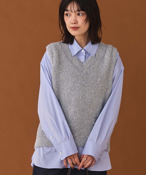 Gready Brilliant(グレディブリリアン)の「ラメシャギーベスト(ニット/セーター・レディース・グレー/ベージュ・38)」の17枚目の写真