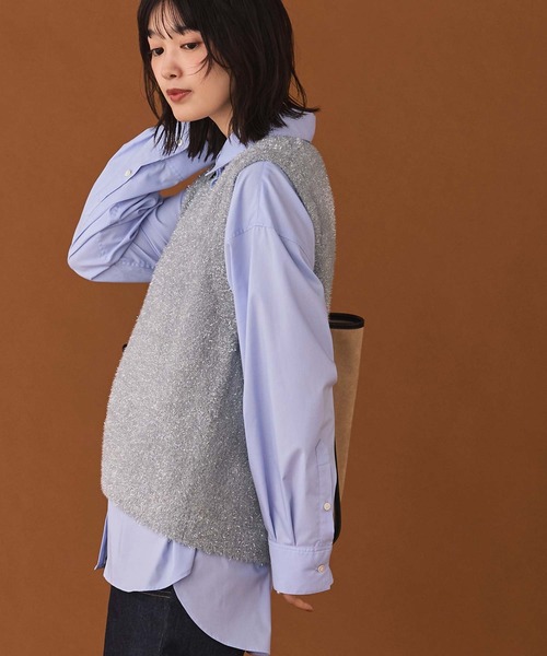 Gready Brilliant(グレディブリリアン)の「ラメシャギーベスト(ニット/セーター・レディース・グレー/ベージュ・38)」の18枚目の写真
