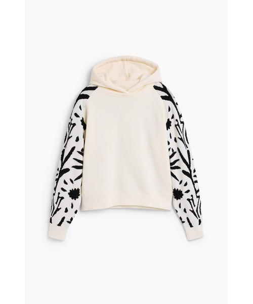 Desigual(デシグアル)の「ニットスリーブMIXスウェットフーディー(スウェット・レディース・ホワイト・S/M/L/XL/XS)」の2枚目の写真