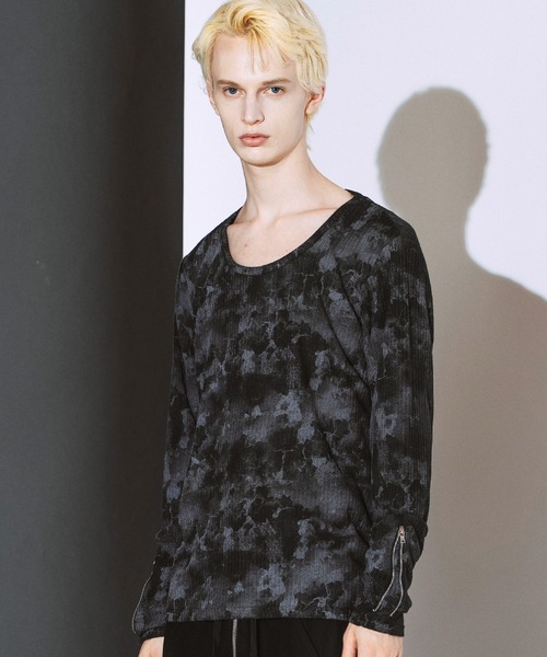 NO ID.（ノーアイディ）の「【NO ID.】Zip Sleeve U-Neck Pullover / ジップ スリーブ ユーネック プルオーバー（Tシャツ/カットソー・メンズ・ブラック/ホワイト・2/1）」の3枚目の写真