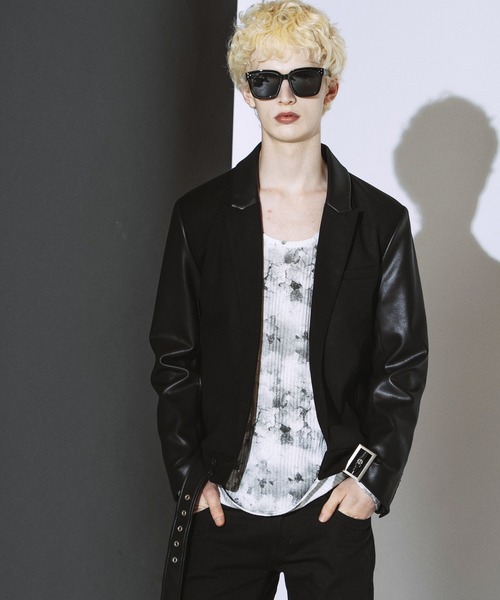 NO ID.（ノーアイディ）の「【NO ID.】Zip Sleeve U-Neck Pullover / ジップ スリーブ ユーネック プルオーバー（Tシャツ/カットソー・メンズ・ブラック/ホワイト・2/1）」の17枚目の写真