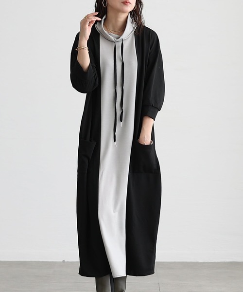 Sawa a la mode(サワアラモード)の「配色モードロングワンピース(ワンピース・レディース・ブラック・FREE)」の1枚目の写真