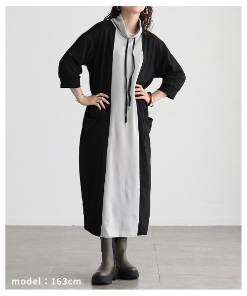 Sawa a la mode(サワアラモード)の「配色モードロングワンピース(ワンピース・レディース・ブラック・FREE)」の7枚目の写真