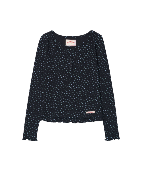 AMESWORLDWIDE（アメスワールドワイド）の「CLASSIC FLOWER HENLEY NECK LS TEE NAVY（Tシャツ/カットソー・レディース・その他・SMALL/MEDIUM）」の5枚目の写真